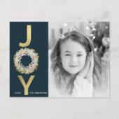 クリスマスジョイリースゴールドフォイルモダン写真 シーズンポストカード (正面)