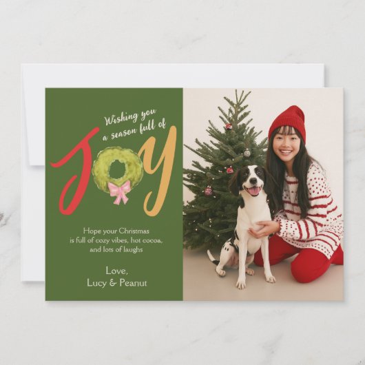 クリスマスジョイリースボウおもしろいタイポグラフィかわいい シーズンカード (正面)
