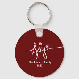 クリスマスジョイレタリング手描きピンクのスノーフレーク キーホルダー