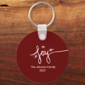 クリスマスジョイレタリング手描きピンクのスノーフレーク キーホルダー (正面)