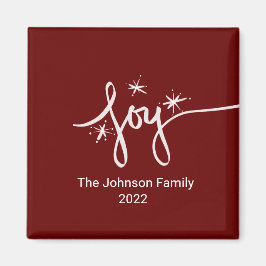 クリスマスジョイレタリング手描きピンクのスノーフレーク マグネット