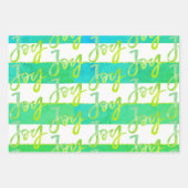 クリスマスジョイレッドグリーンホワイトストライプ金ゴールド ラッピングペーパーシート (正面3)