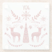 クリスマスジョイレッドスカンジナビアフォークアートトナカイ ガラスコースター (裏面)