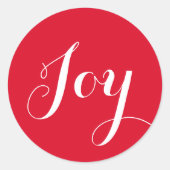 クリスマスジョイレッドホワイトタイポグラフィ封筒用シール ラウンドシール (正面)