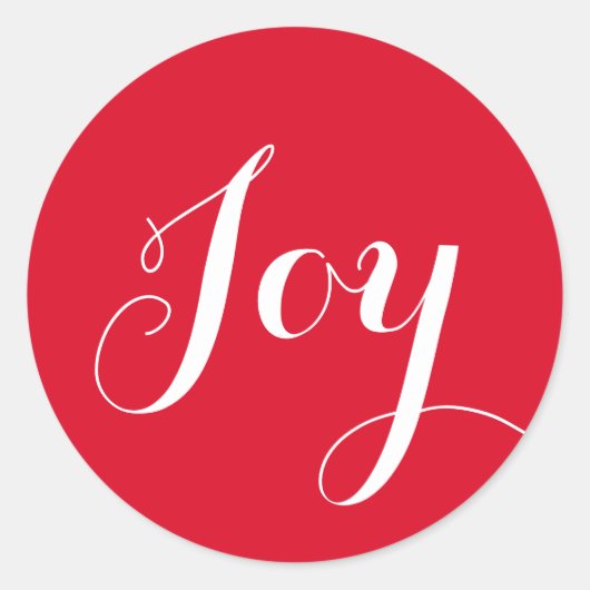 クリスマスジョイレッドホワイトタイポグラフィ封筒用シール ラウンドシール (正面)