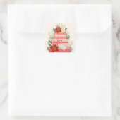 クリスマスジョイレッドポインセティアスのパーソナライズ スクエアシール (バッグ)