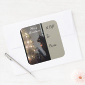 クリスマスジョイ三毛猫ギフトステッカー スクエアシール (封筒)