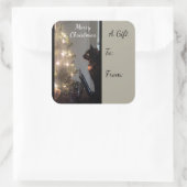 クリスマスジョイ三毛猫ギフトステッカー スクエアシール (バッグ)