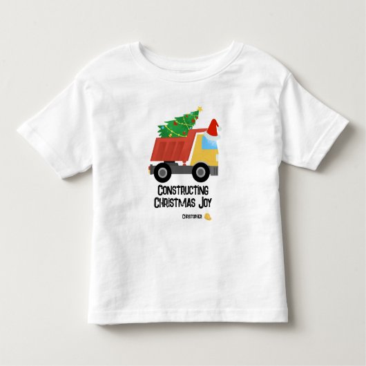 クリスマスジョイ建築ダンプトラックの構築 トドラーTシャツ (正面)