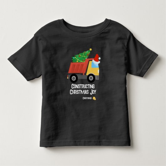 クリスマスジョイ建築ダンプトラックの構築 トドラーTシャツ (正面)