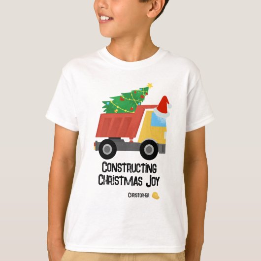 クリスマスジョイ建築ダンプトラックの構築 Tシャツ (正面)