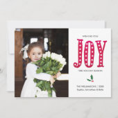 クリスマスジョイ手書きの休日の写真 シーズンカード (正面)