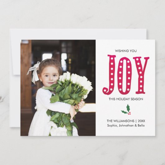 クリスマスジョイ手書きの休日の写真 シーズンカード (正面)