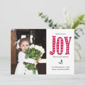 クリスマスジョイ手書きの休日の写真 シーズンカード (スタンド正面)
