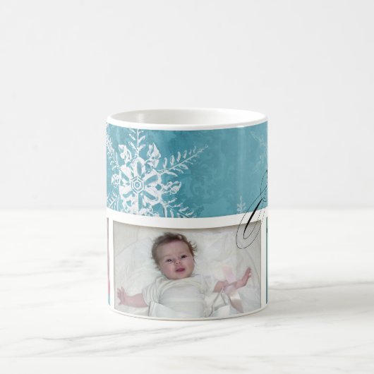 クリスマスジョイ生まれたばかりの新生児写真マグカップ コーヒーマグカップ (中央)