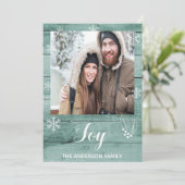 クリスマスジョイ素朴な緑の木のフォトカード シーズンカード (スタンド正面)