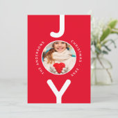 クリスマスジョイ赤い白シンプルいフォトカード (スタンド正面)