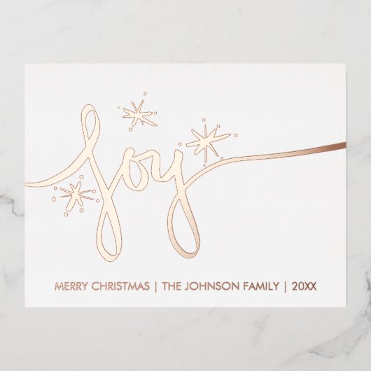 クリスマスジョイ赤面ハンドレタリングプレス箔H 箔シーズンポストカード (正面)
