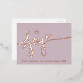 クリスマスジョイ赤面ハンドレタリングプレス 箔シーズンポストカード (正面/裏面)