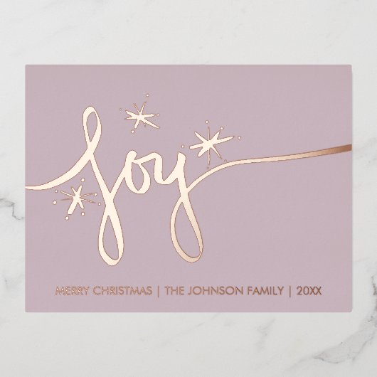 クリスマスジョイ赤面ハンドレタリングプレス 箔シーズンポストカード (正面)