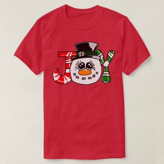 クリスマスジョイ雪だるま Tシャツ (デザイン正面)