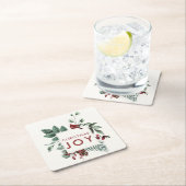 クリスマスジョイ（鳥）ショウジョウコウカンチョウバードベリー スクエアペーパーコースター (インサイチュ)