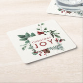 クリスマスジョイ(鳥)ショウジョウコウカンチョウバードベリー スクエアペーパーコースター (アングル)