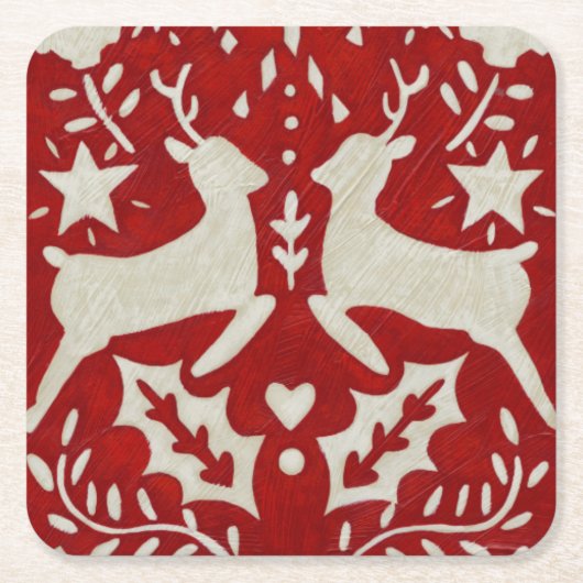 クリスマスジョイI スクエアペーパーコースター (正面)