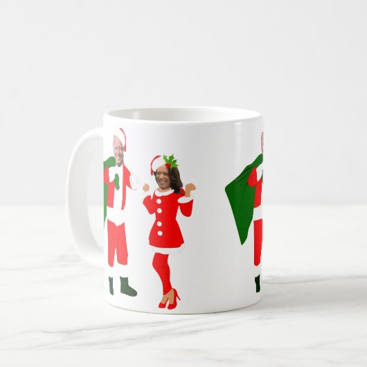 クリスマスジョーバイデン氏サンタカマラハリス コーヒーマグカップ (正面左)