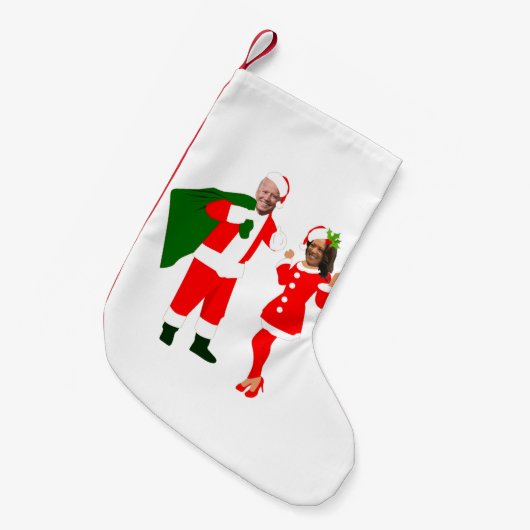 クリスマスジョーバイデン氏サンタカマラハリス スモールクリスマスストッキング (正面 (吊り時))