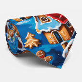 クリスマスジンジャークッキーズハウスツリーズホリデーデコ ネクタイ (ロール)