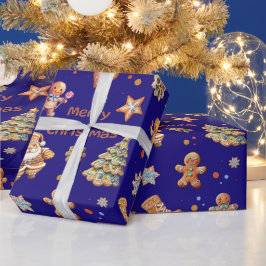 クリスマスジンジャーブレッドおもしろいかわいい海軍 ラッピングペーパー