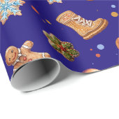 クリスマスジンジャーブレッドおもしろいかわいい海軍 ラッピングペーパー (ロールコーナー)