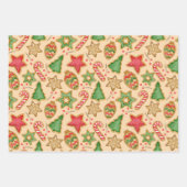 クリスマスジンジャーブレッドのクッキーとオーナメント ラッピングペーパーシート (正面3)