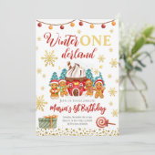 クリスマスジンジャーブレッドのクッキー誕生日招待状 招待状 (スタンド正面)