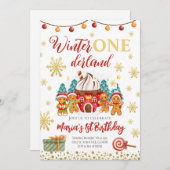 クリスマスジンジャーブレッドのクッキー誕生日招待状 招待状 (正面/裏面)