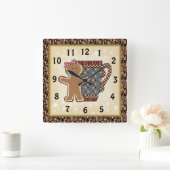 クリスマスジンジャーブレッドのコーヒークロック スクエア壁時計 (ホーム)