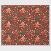 クリスマスジンジャーブレッドのパターン包装紙 ラッピングペーパー (フラット)