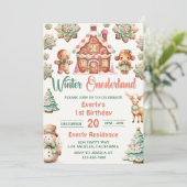 クリスマスジンジャーブレッドウィンターオネダーランド誕生日 招待状 (スタンド正面)