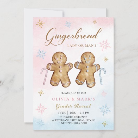 クリスマスジンジャーブレッドウィンタージェンダーリビール招待状 招待状 (正面)