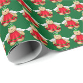 クリスマスジンジャーブレッドエンジェルラッピング紙 ラッピングペーパー (ロールコーナー)