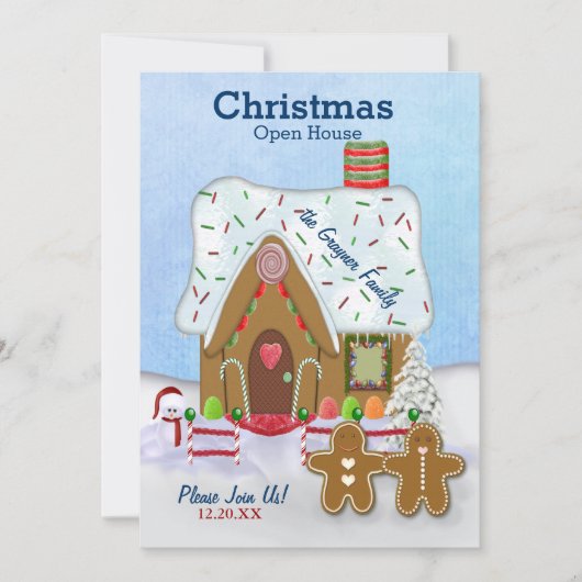 クリスマスジンジャーブレッドオープンハウス招待状 招待状 (正面)