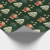 クリスマスジンジャーブレッドガールグリーンパーソナライズされた ラッピングペーパー (角)