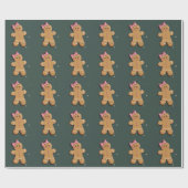 クリスマスジンジャーブレッドガールピンクボウコケット ラッピングペーパー (フラット)