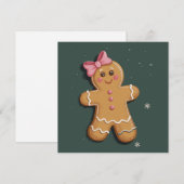 クリスマスジンジャーブレッドガールピンクリボンコケッタ シーズンカード (正面/裏面)