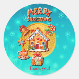 クリスマスジンジャーブレッドキャンディーハウスとお正月 ラウンドシール