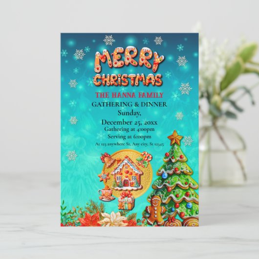 クリスマスジンジャーブレッドキャンディーハウスとお正月 招待状 (スタンド正面)