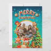 クリスマスジンジャーブレッドキャンディーハウスと新年 招待状 (裏面)