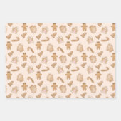 クリスマスジンジャーブレッドキャンディーマンハウスツリー ラッピングペーパーシート (正面3)