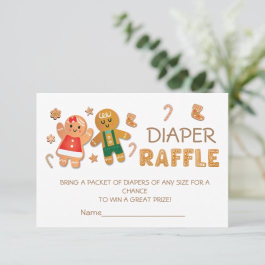 クリスマスジンジャーブレッドクッキーおむつラッフル 招待状 (スタンド正面)